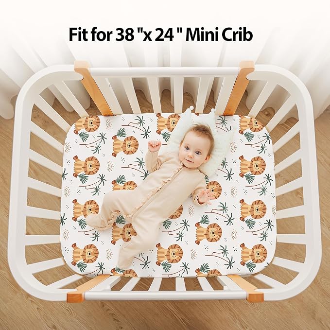 Baby Mini Crib Sheets Boy, Portable 38”x26” Pack and Play Sheets Fitted - Image 4