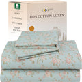 California Design Den Printed Pattern Rose Queen Sheet Set, 100% Cotton Sateen by CaliforniaDesignDen