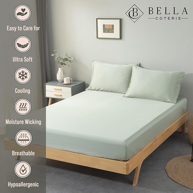 Bella Coterie Luxury Bamboo Viscose Queen Size Fitted Sheet Only | 100% - Image 2