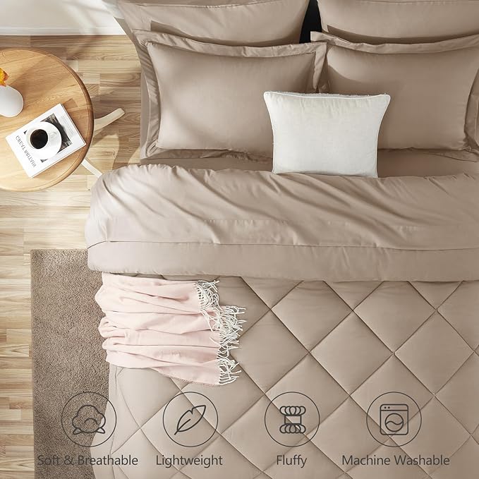 CozyLux Full Size Comforter Sets Wheat - Image 2