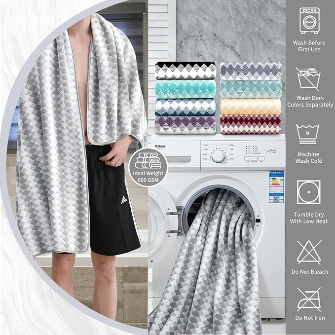 8 Piece Bathroom Towel Set Gray |2 Oversized Large Bath Towels Sheet, 2 Hand - Image 4