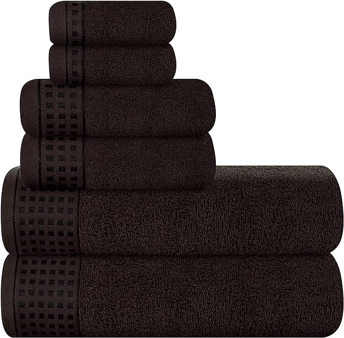 GLAMBURG 100% Cotton Ultra Soft 6 Pack Towel Set, Contains 2 Bath Towels 28x55 by GLAMBURG