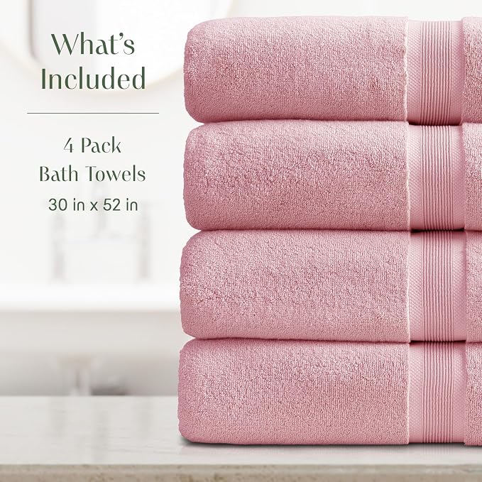 Springtree Home Luxury Bamboo Rayon Bath Towel Set of 4 | 35% Bamboo Rayon - Image 2