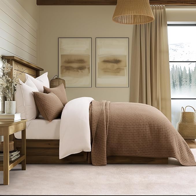 EVERGRACE Cross Stitch Pre-Washed Cotton Quilt Bedding Set Queen Size, - Image 5