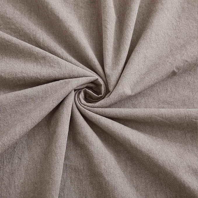 100% Cotton Duvet Cover King Size, Mauve Brown Linen-Like Natural Bedding Set - Image 6