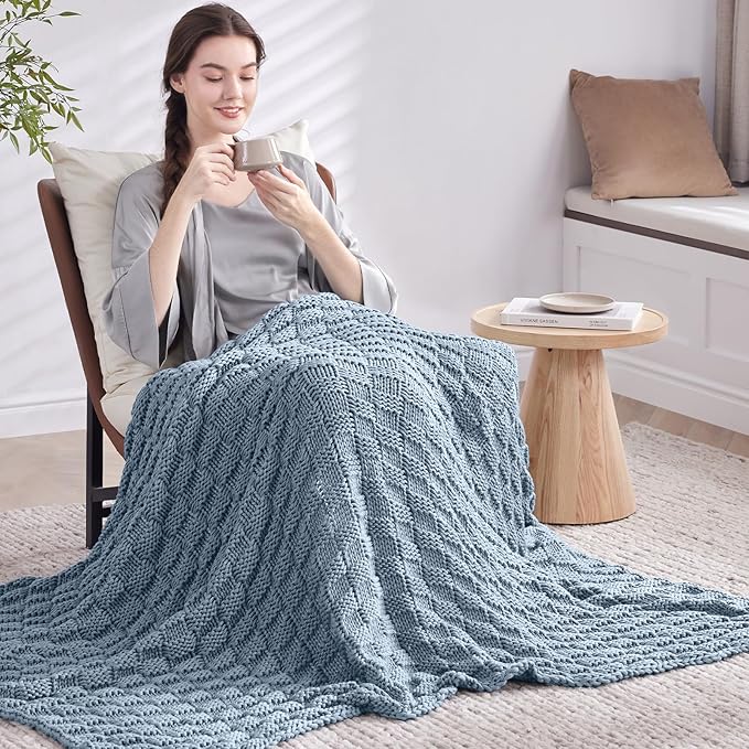 Knitted Weighted Blanket for Adult, No Beads Heavy Blanket 60” x 80'' 17lbs - Image 7