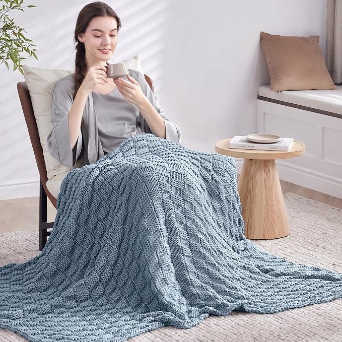 Knitted Weighted Blanket Kids, No Beads Heavy Blanket 36” x 48'' 3lbs, - Image 7