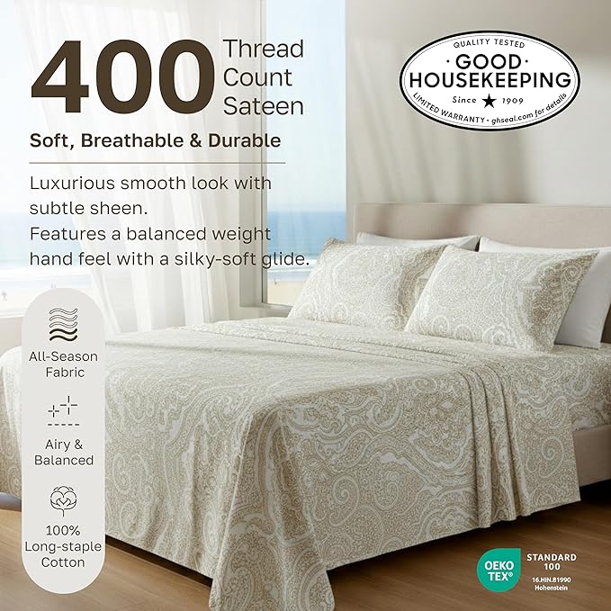 California Design Den Soft 100% Cotton Sheets Twin Size Set, 400 Thread Count - Image 3