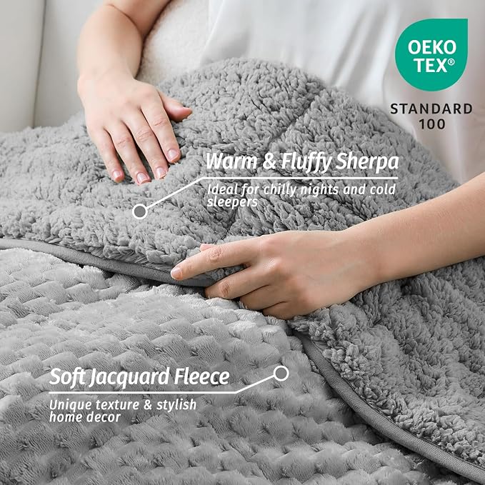 Wemore Fleece Weighted Blanket for Adults, Dual Sided Cozy Soft Sherpa Heavy - Image 3