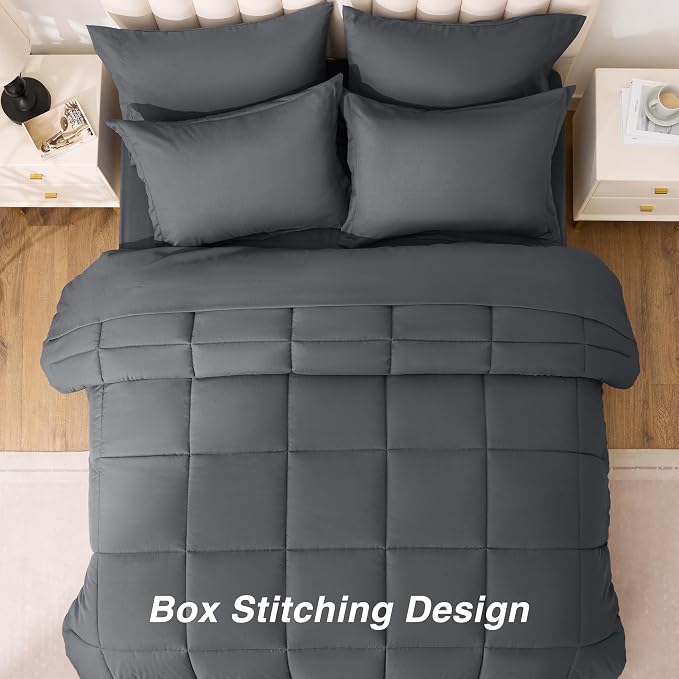 Love's cabin Twin Comforter Set Soot Grey, 5 Pieces Twin Bed in a Bag, All - Image 4