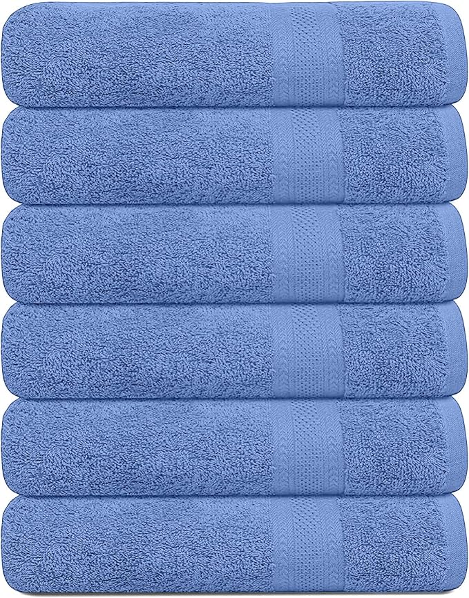 KAHAF COLLECTION 100% Cotton Bath Towels, 24x48 Pack of 6 Towels, Quick Dry by KAHAF+COLLECTION