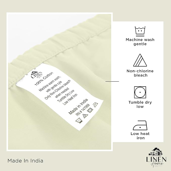 Linen Home 100% Cotton Percale 1 Flat Sheet, Twin Size - Image 4