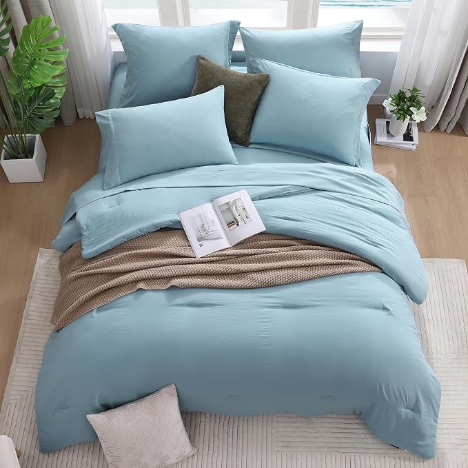 WRENSONGE King Size Comforter Set- 7 Pieces Soft Blue Bed in a Bag - Image 6