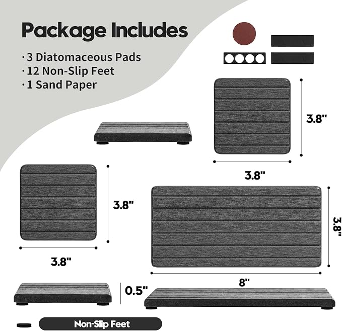3 Pack Diatomite Stone Sink Tray, Water Absorbing Mat - Image 2