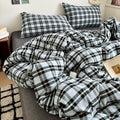 mixinni Vintage Grey & Pale Blue Buffalo Plaid Duvet Cover Set Full Size by mixinni