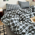 mixinni Vintage Grey & Pale Blue Buffalo Plaid Duvet Cover Set Twin XL Size by mixinni