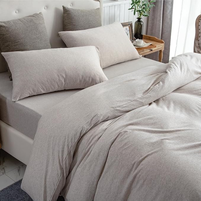 PURE ERA Jersey Knit Duvet Cover Set 100% T-Shirt Cotton Super Soft Comfy 2pc - Image 8