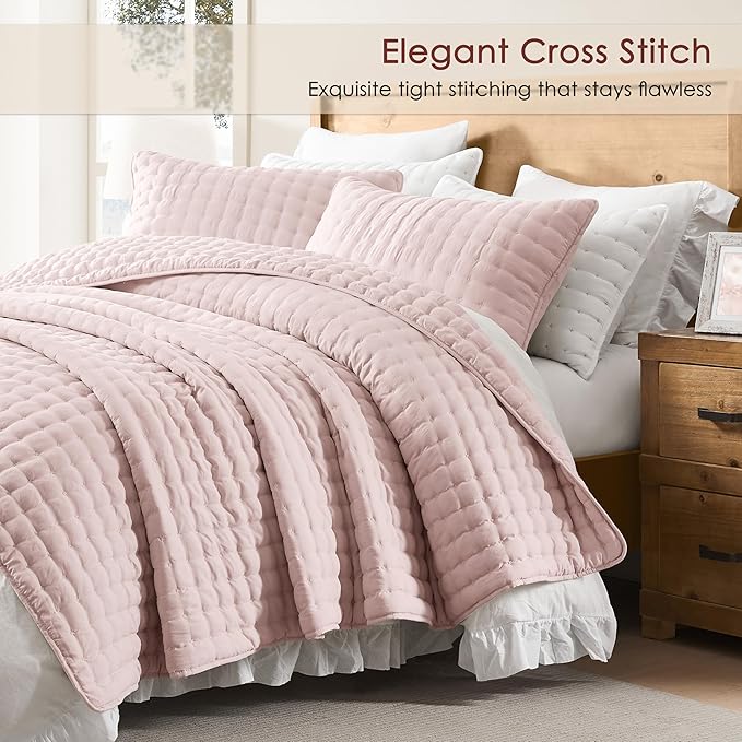WDCOZY Pink Twin Size Quilt Bedding Sets - Image 3