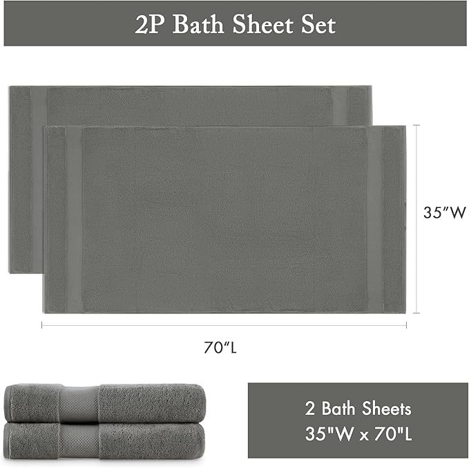 Madison Park Turkish Bath Towel Set 100% Cotton Bath Towel 600GSM Oversized - Image 7