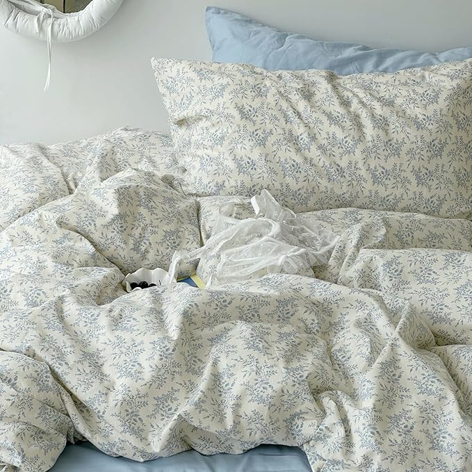 mixinni Blue Floral Duvet Cover King Size - Image 5
