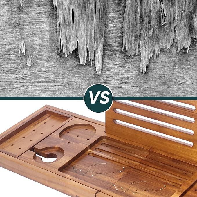 Premium Foldable Teak Bathtub Tray, Expandable Bath Tray - Image 6