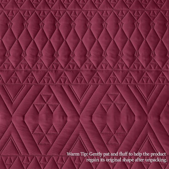 akkialla King/Cal King Quilt Set, Burgundy Lightweight Microfiber Bedspread - Image 8