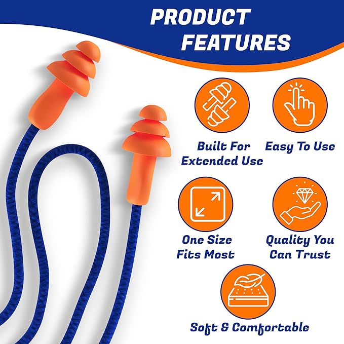 10 Pair Corded Reusable Ear Plugs - Image 5