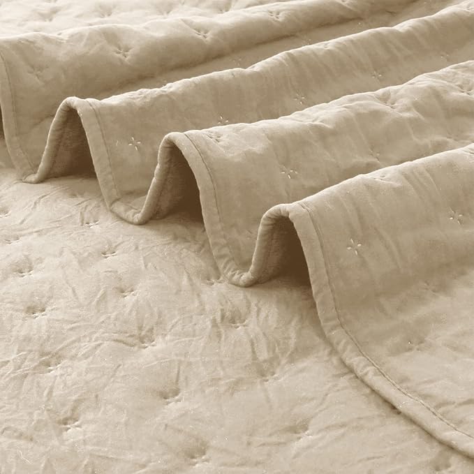 ROARINGWILD Beige Cloud Twin Size Quilt Bedding Sets - Image 4