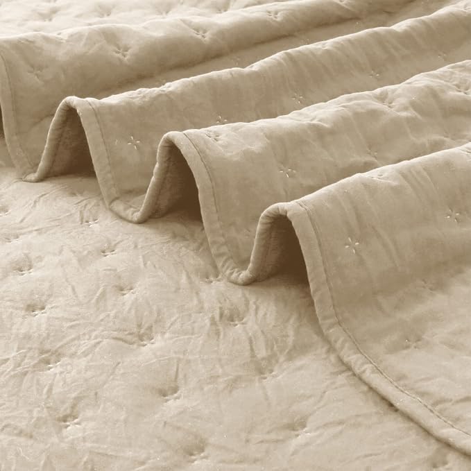 ROARINGWILD Beige Cloud Queen Size Quilt Bedding Sets - Image 4