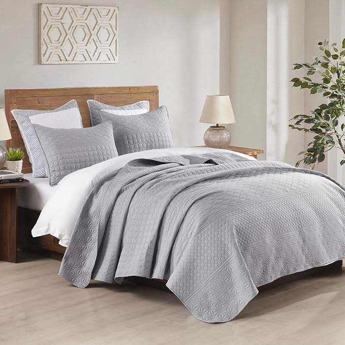 HORIMOTE HOME Grey Twin Size Quilt Set - Image 4