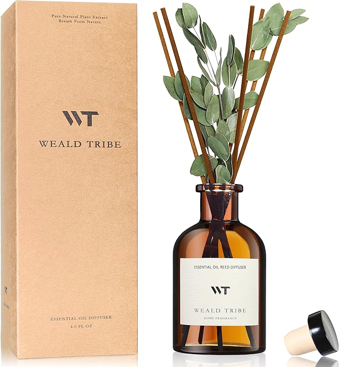 WEALD TRIBE Flower Reed Diffuser Set Eucalyptus & Lavender Scent by WEALD+TRIBE