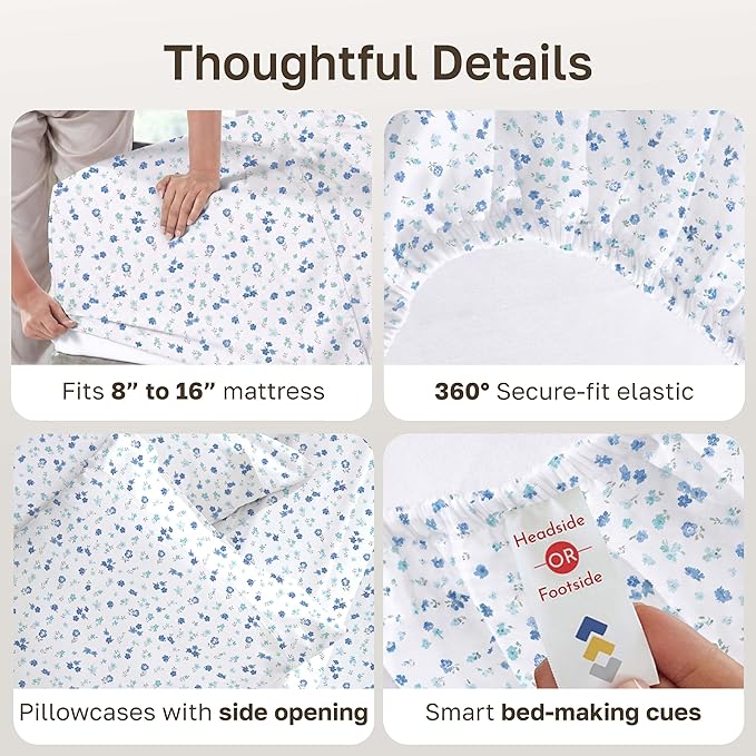 California Design Den Soft King Size 100% Cotton Sheet Sets, 400 TC Good - Image 5