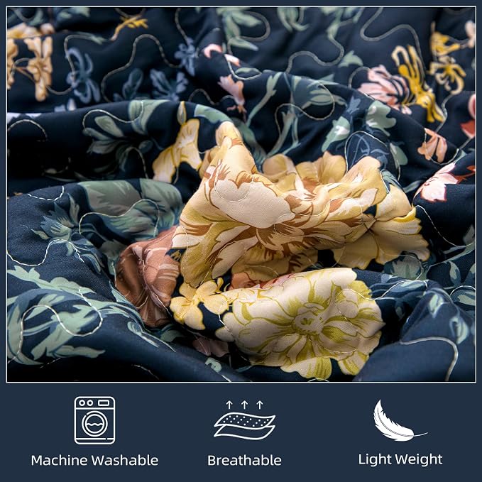 WONGS BEDDING Quilt Queen Size, Botanical Quilt - Image 6