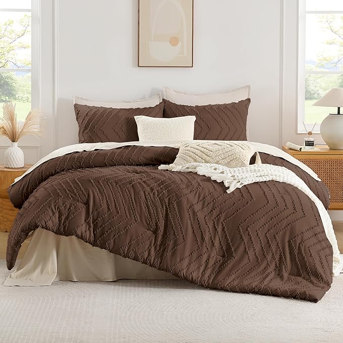 Andency Brown California King Comforter Set, Boho Cal King Soft Warm Tufted - Image 2