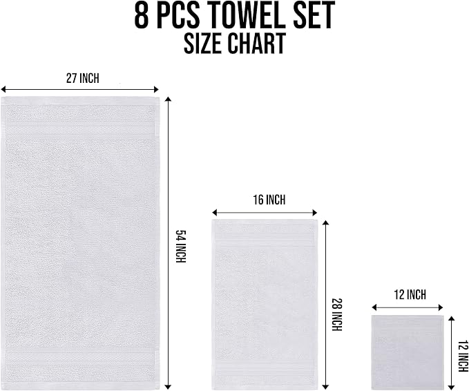 Towel and Linen Mart White Towel Sets, 2 Bath Towels 2 Hand Towels and 4 - Image 7