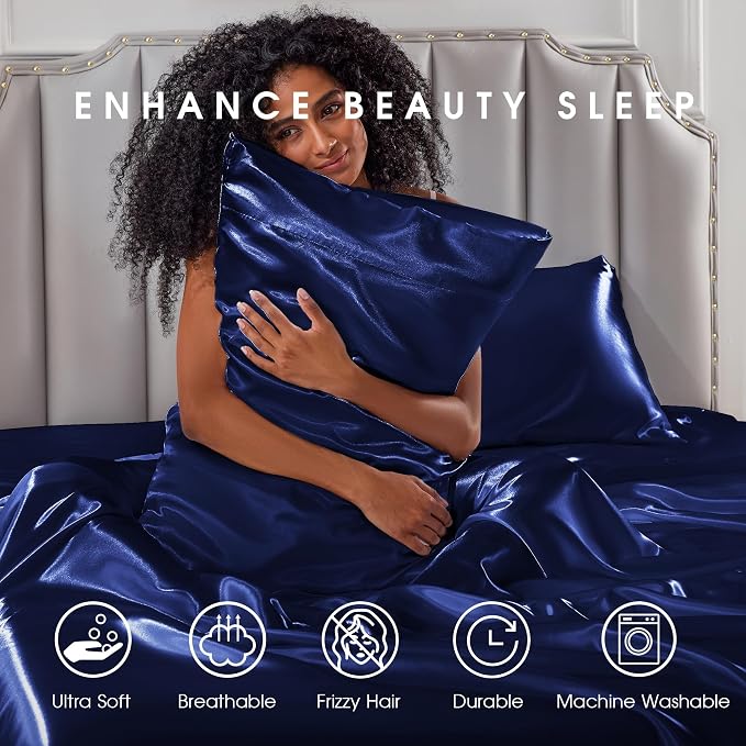 FreshCulture Satin Sheets Twin XL Bed Set - Image 7