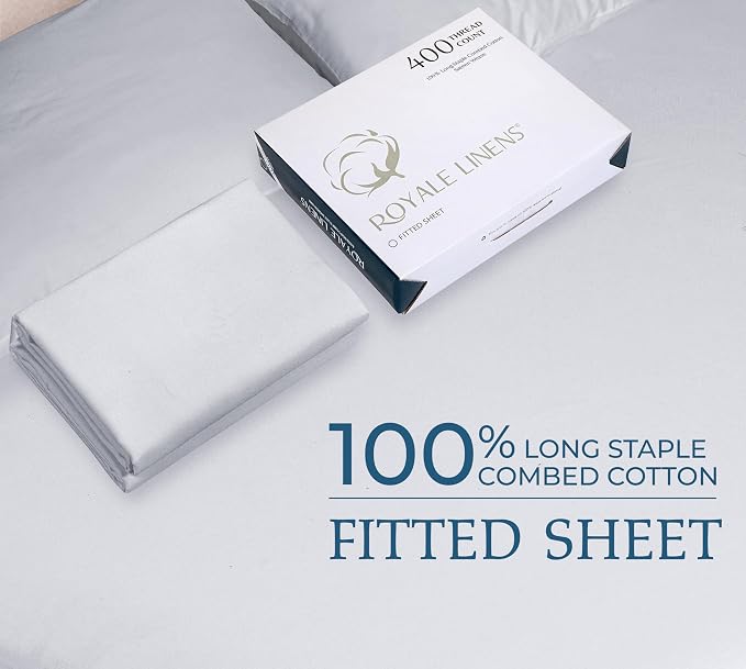 Royale Linens 400 Thread Count 100% American Grown Cotton Fitted Sheet Full Size - Image 9
