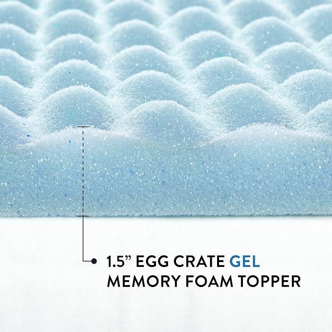 Best Price Mattress 1.5 Inch Egg Crate Memory Foam Mattress Topper, Cooling Gel - Image 8