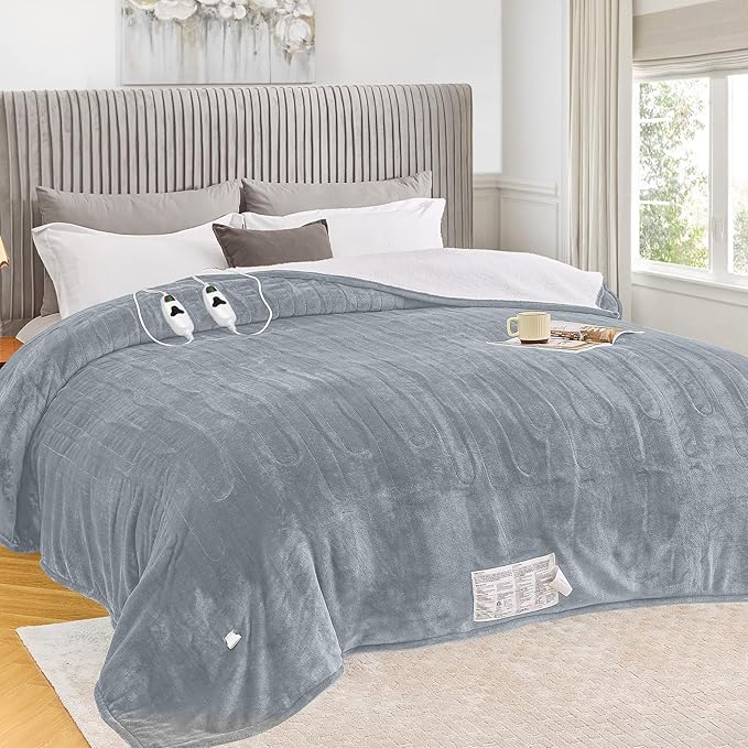 greenoak Heated Blanket Electric Queen Size 84"X90" Dual Control, Heating by Greenoak