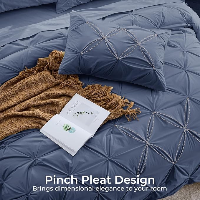 Sasttie King Size Comforter Set, 7-Piece Bed in a Bag, Pintuck Bedding Set - Image 4