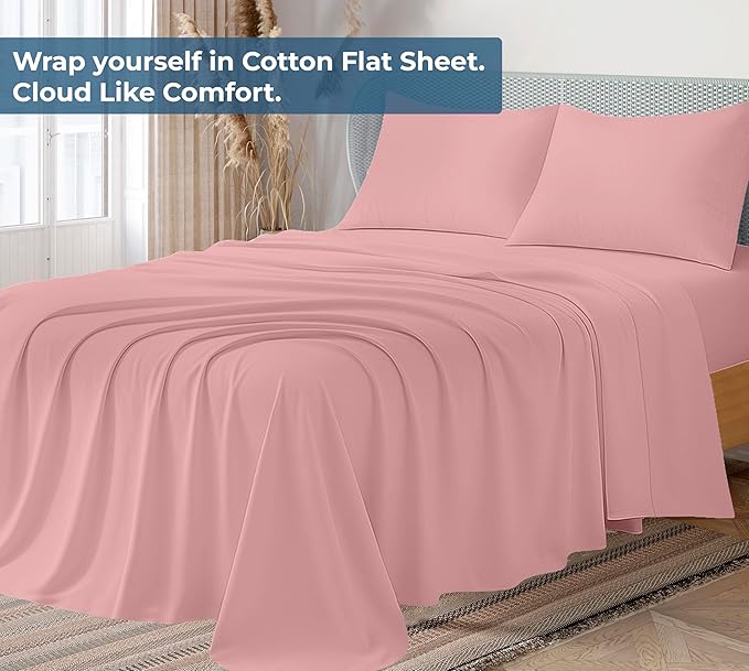 Royale Linens 100% Organic Cotton Queen Flat Sheet Only - Image 2