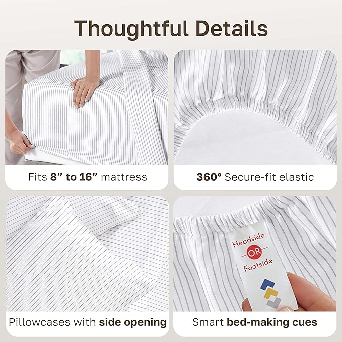 California Design Den Soft 100% Cotton Full Size Bed Sheets Set, 400 TC Good - Image 5