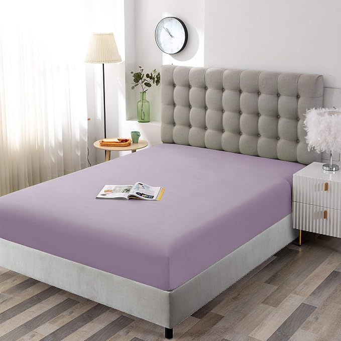Sfoothome Full Lavender Fitted Sheet Only, Wrinkle Free - Image 2