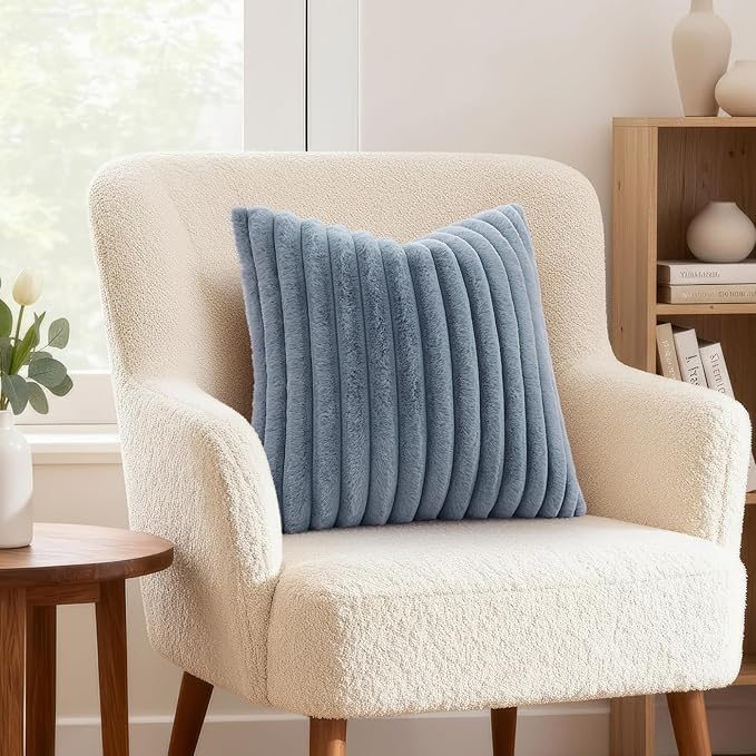 decorUhome Cozy Faux Fur Throw Pillow Covers 20x20 Set of 2 Decorative Soft - Image 4