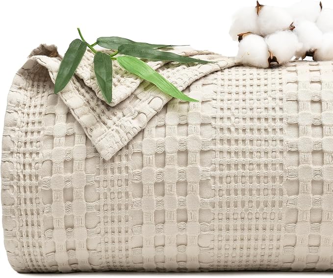 PHF Cooling Waffle Blanket California King Size, Lightweight 60% Rayon from by PHF