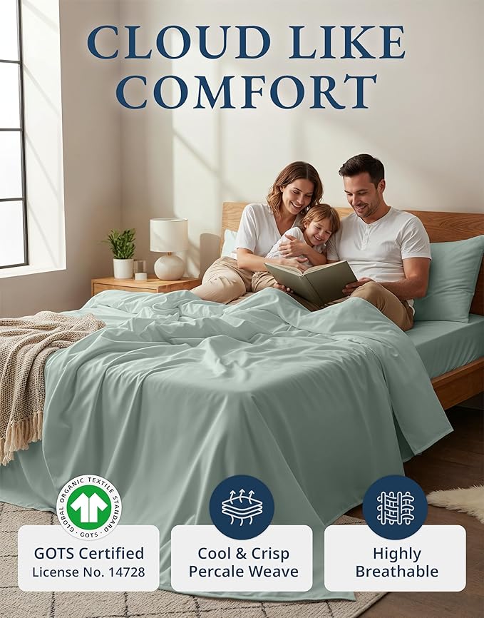 LANE LINEN 100% Organic Cotton Sheets King Size, Eco Friendly Naturally - Image 2