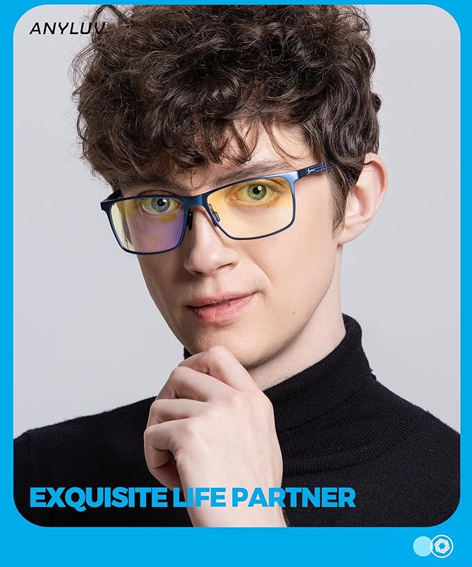 ANYLUV Blue Light Glasses Men, Relieve Eyestrain and Eye Protection, Al-Mg - Image 2