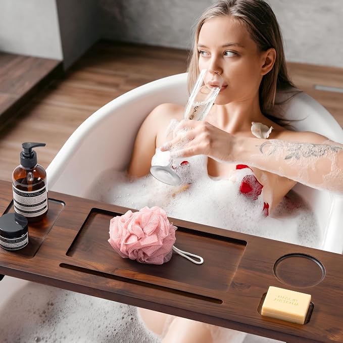 Luxury Teak Bathtub Tray for Freestanding Bath - Image 6