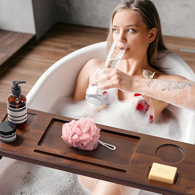 Luxury Teak Bathtub Caddy Tray - Image 6