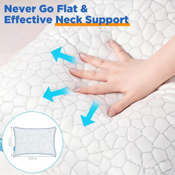 Cooling Bed Pillows for Sleeping 1 Pack Shredded Memory Foam Pillows Adjustable - Image 5